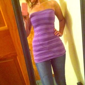 light purple/dark purple striped fitted tube top