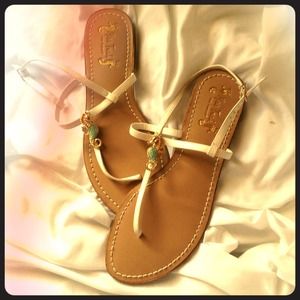 Strappy teal seahorse sandals