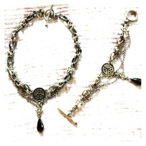 Lucky Brand peace sign necklace and bracelet set ✌