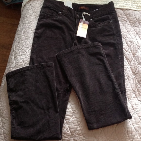 Corduroy Brown Boot cut, low rise jeans.