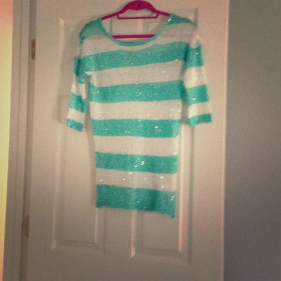 Aqua & white striped sweater sold
