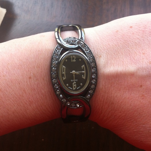 ***SOLD***Gun metal gray cuff watch.