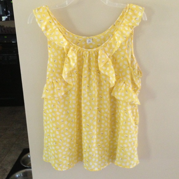 Yellow chiffon shirt with design