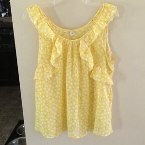 Yellow chiffon shirt with design
