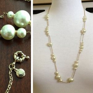 💯% Authentic J. Crew pearl and gold long necklace