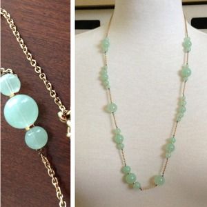 💯% Authentic long J. Crew jade and gold necklace