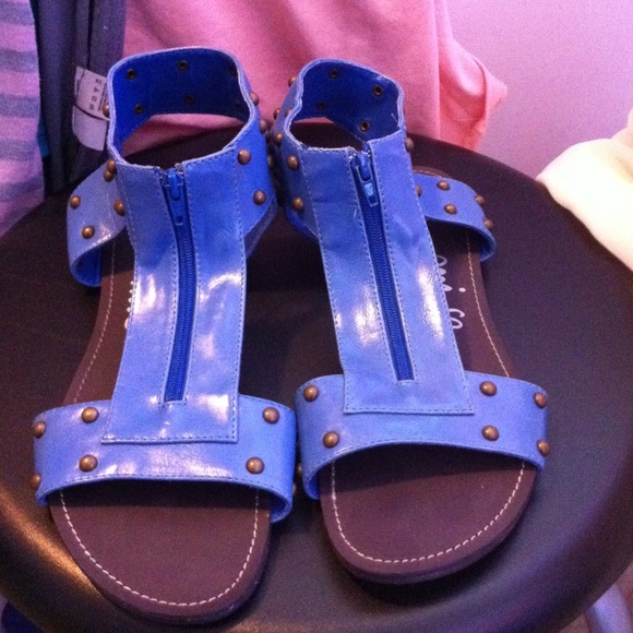 Blue studded sandals