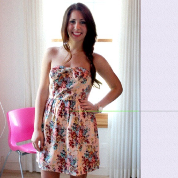 Pixelated Floral Print Dress