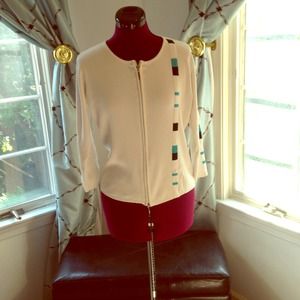 SOLD White sweater with color detailing