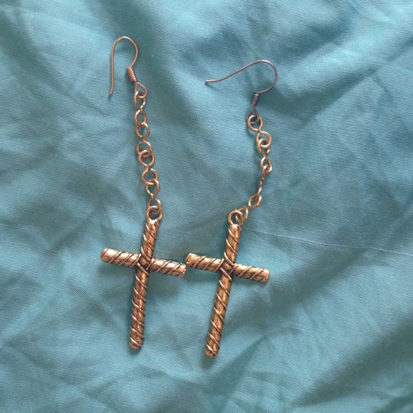 Sold!!!!Gold plated cross earrings!