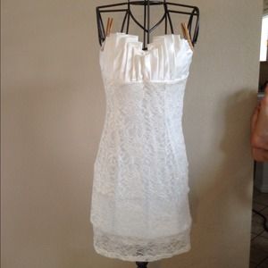 Brand new white lace dress with satin front.