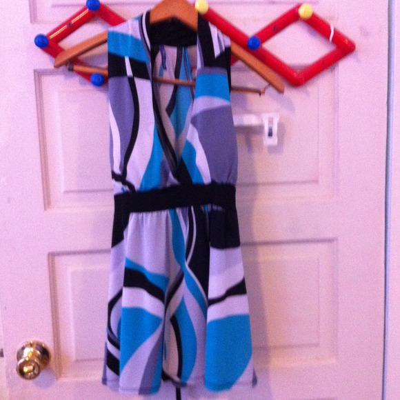 Colorful geometric halter top