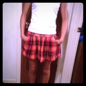 Children's Orange Plaid Mini Skirt