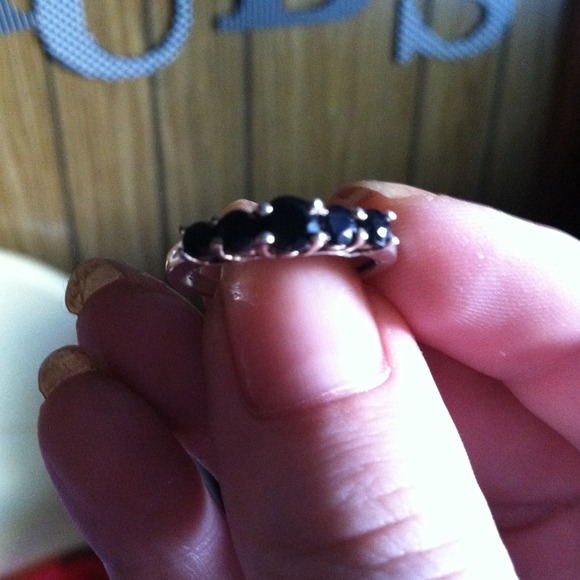 Sterling Silver with 5 Onyx Stones size 7💍💎 - Picture 3 of 4