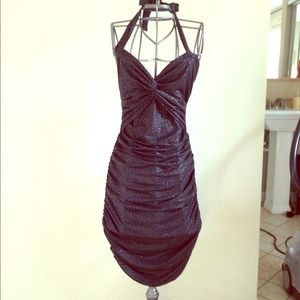 Bebe black dress with black leopard print