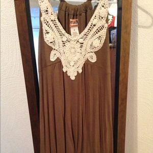 Brown noodle strap summer dress