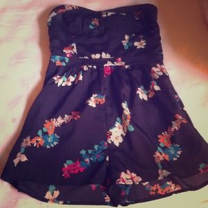Strapless Floral Romper.