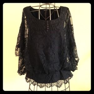 Lace long sleeve top with buttons and wide sleeves