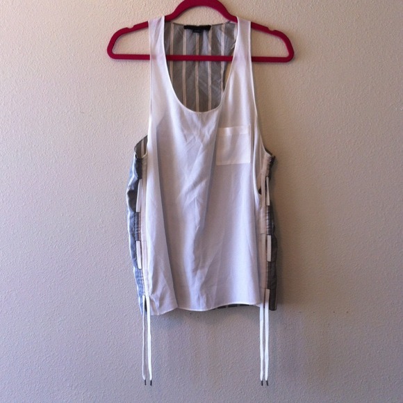 Alexander Wang Silk Combo Pocket Tank with Cording - Picture 2 of 4