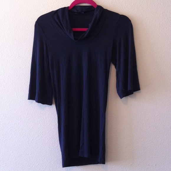 Theory Cowl Neck Black 3/4 Sleeve Top