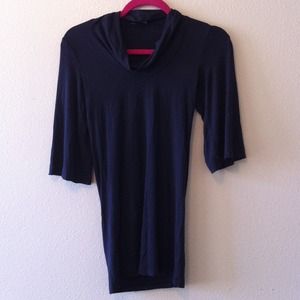 Theory Cowl Neck Black 3/4 Sleeve Top