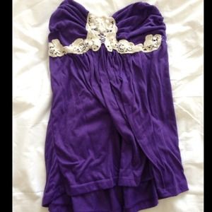 Purple tube top. Lacey top.
