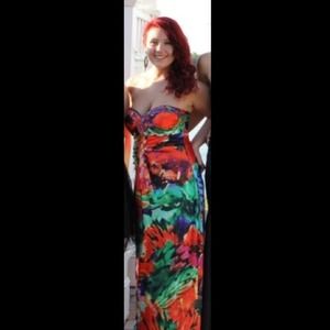 Butterfly patterned prom dress