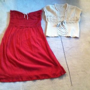 Crinkle cotton dress w/ ivory s/l cotton top