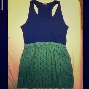 Navy blue/jade green racer back dress