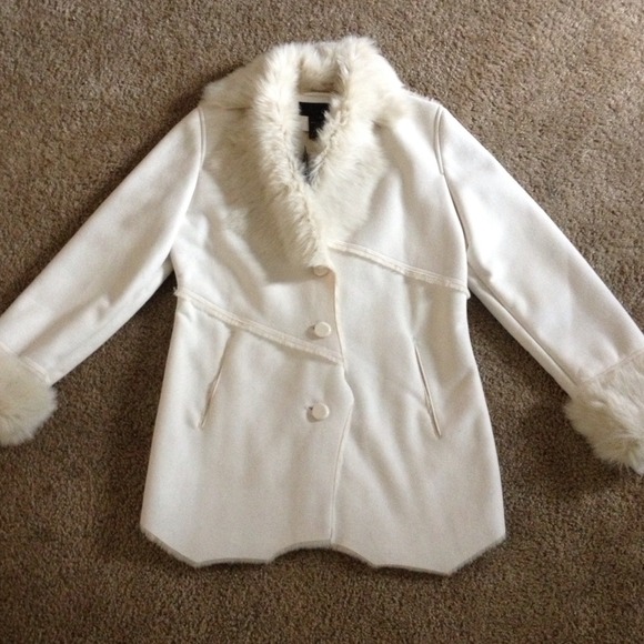 Suede & fur white coat