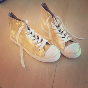 Gold sequin high tops dance converse