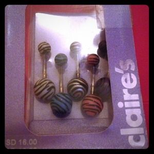 Brand new zebra stripe multi colored belly rings!