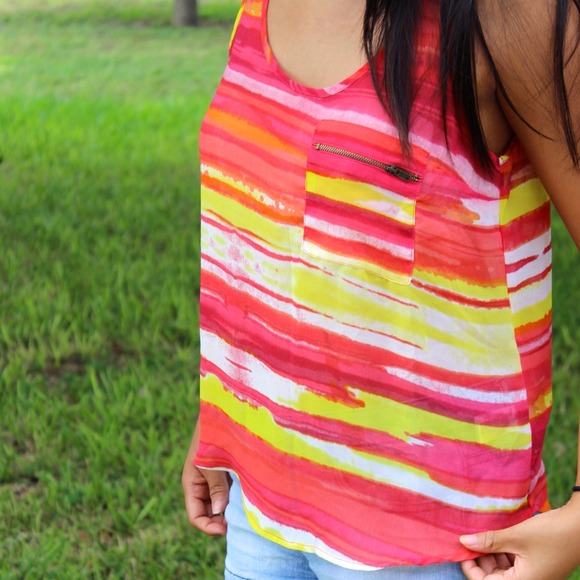 FOREVER 21 Multicolored Sleeveless Sheer Top - Picture 1 of 4
