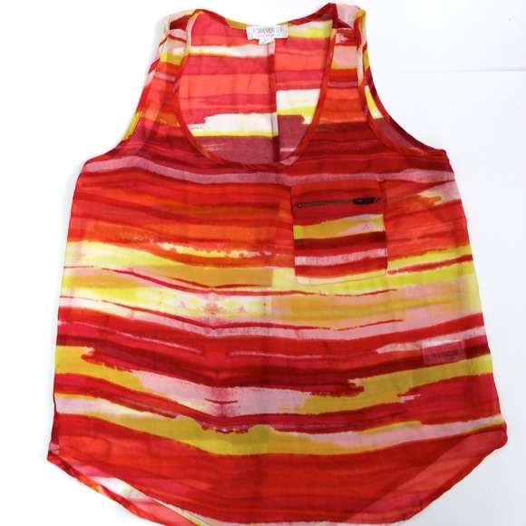 FOREVER 21 Multicolored Sleeveless Sheer Top - Picture 2 of 4