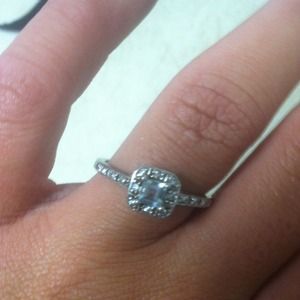 Aquamarine & CZ Sterling Silver Ring