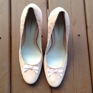 Soft Blush Pumps with Ribbon Detailing