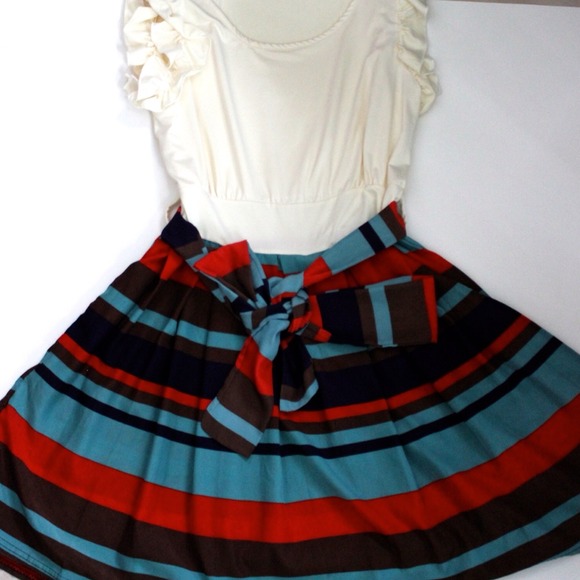 Ruffled Multicolored Striped Dress - Picture 2 of 4