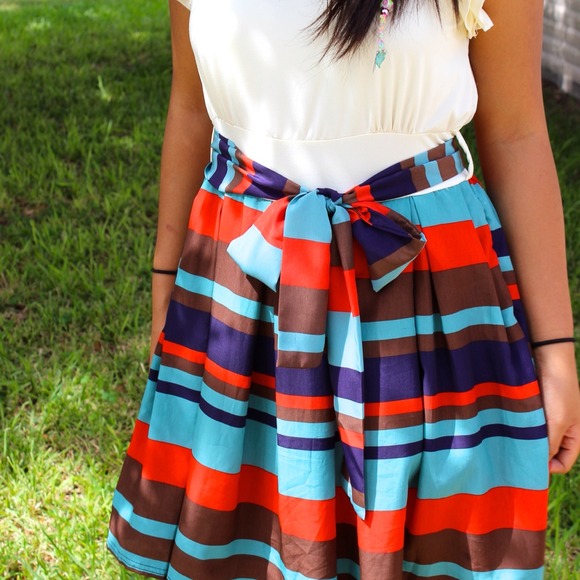 Ruffled Multicolored Striped Dress - Picture 3 of 4