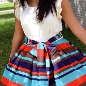 Ruffled Multicolored Striped Dress