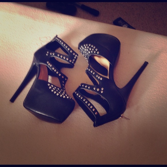 Black studded high heels