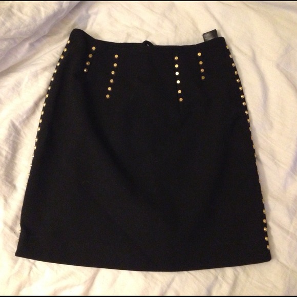 h&m black and gold studded skirt sz 2