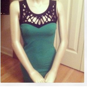 Green dress with webbing. NWT Young threads!