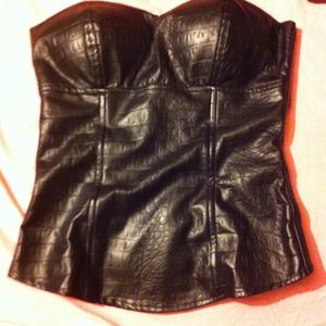 Black faux leather corset