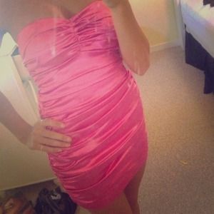Pink ruched dress