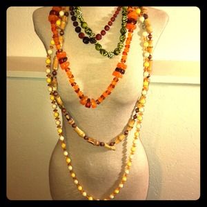 5 Vintage 1960s 70s Beaded Boho Necklaces