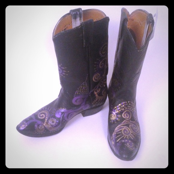 Custom Painted Vintage Justin Cowboy Boots
