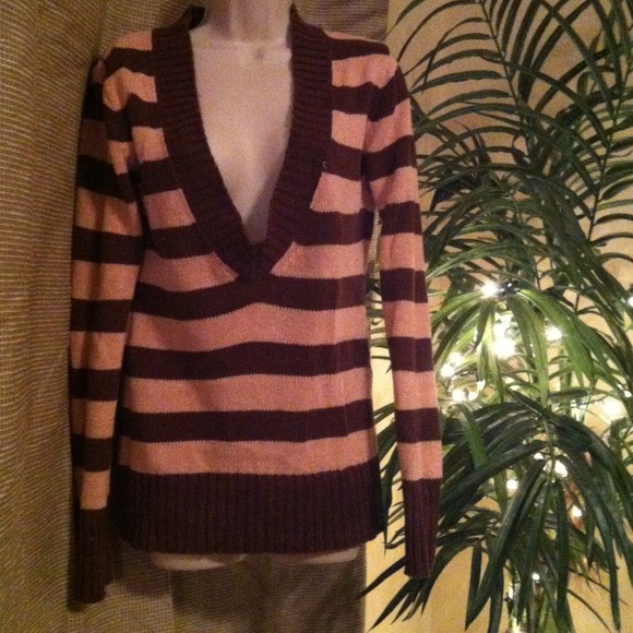 SOLD IN BUNDLE*** Striped deep V sweater