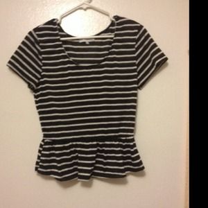 🚫SOLD🚫Black/white striped peplum shirt