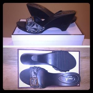 Black & White Coach sandals