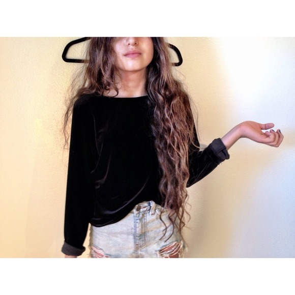 Super soft black velvet top